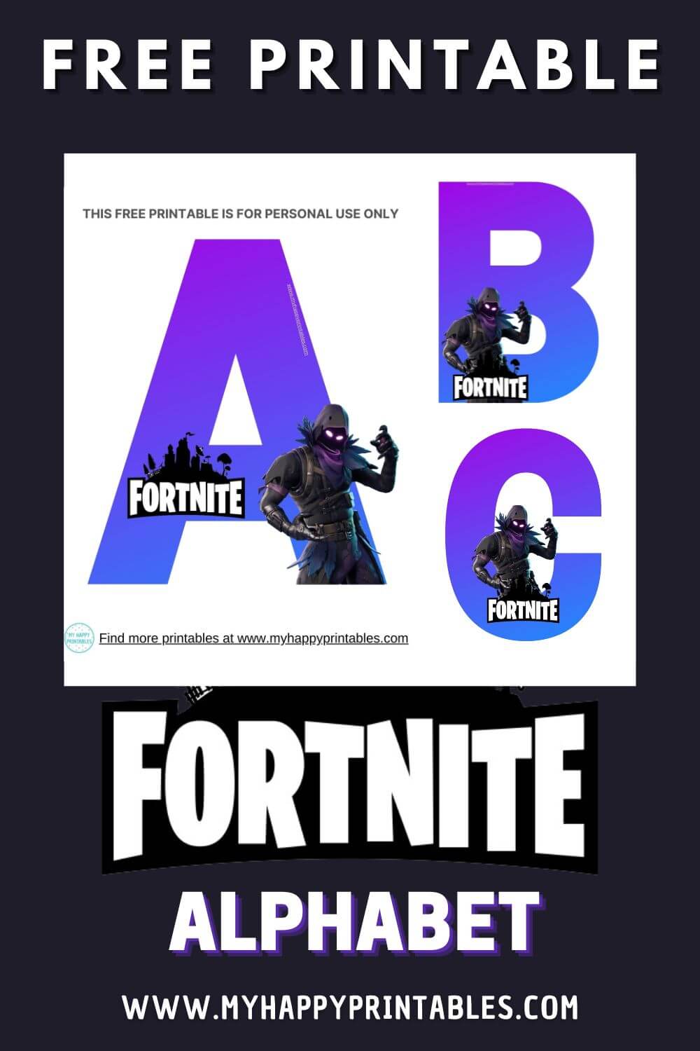 Free Printable Fortnite Alphabet My Happy Printables