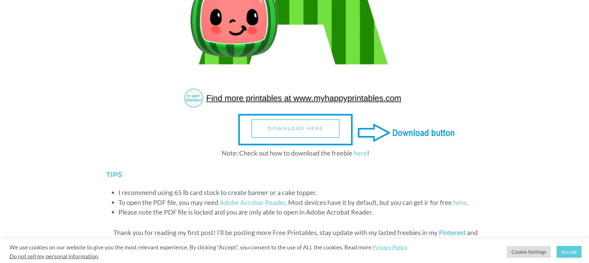 How do I download the free printables? My Happy Printables