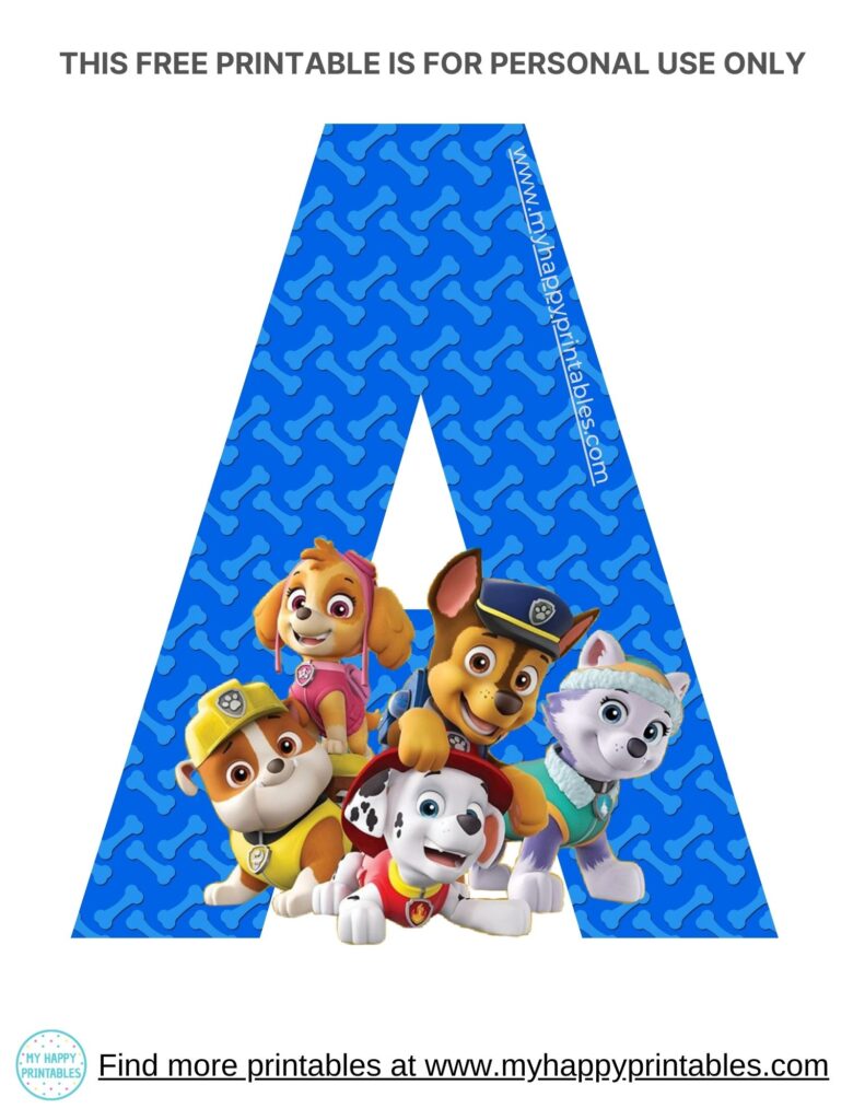 Free Printable Paw Patrol Alphabet My Happy Printables