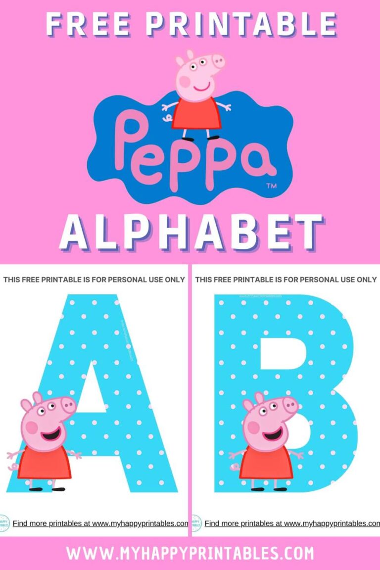 Free Printable Peppa pig Alphabet - My Happy Printables