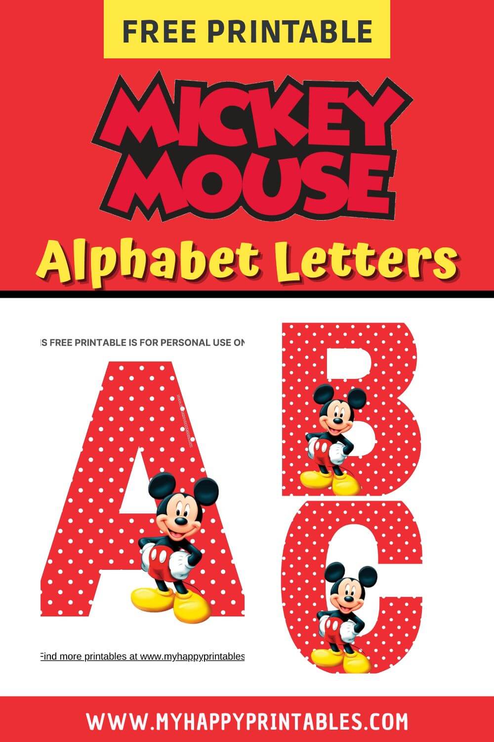 Free Printable Mickey Mouse Alphabet My Happy Printables