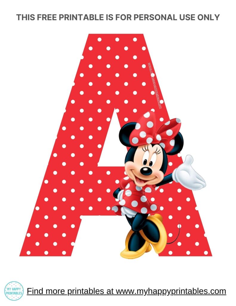 free printable minnie mouse alphabet letter a