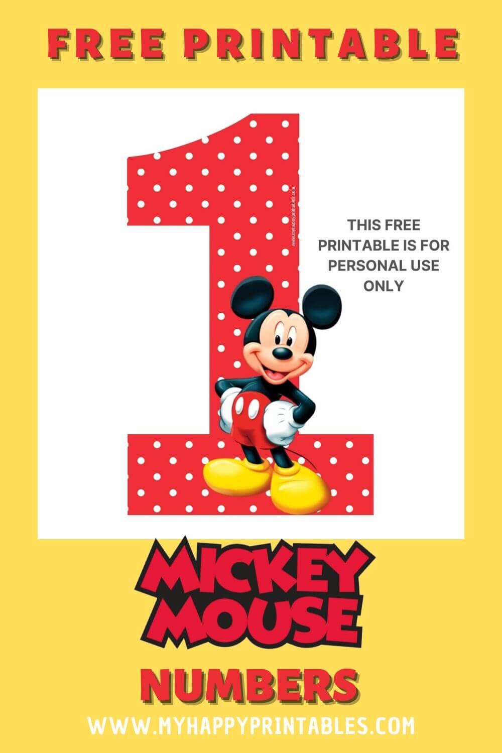 Free Printable Mickey Mouse Numbers My Happy Printables