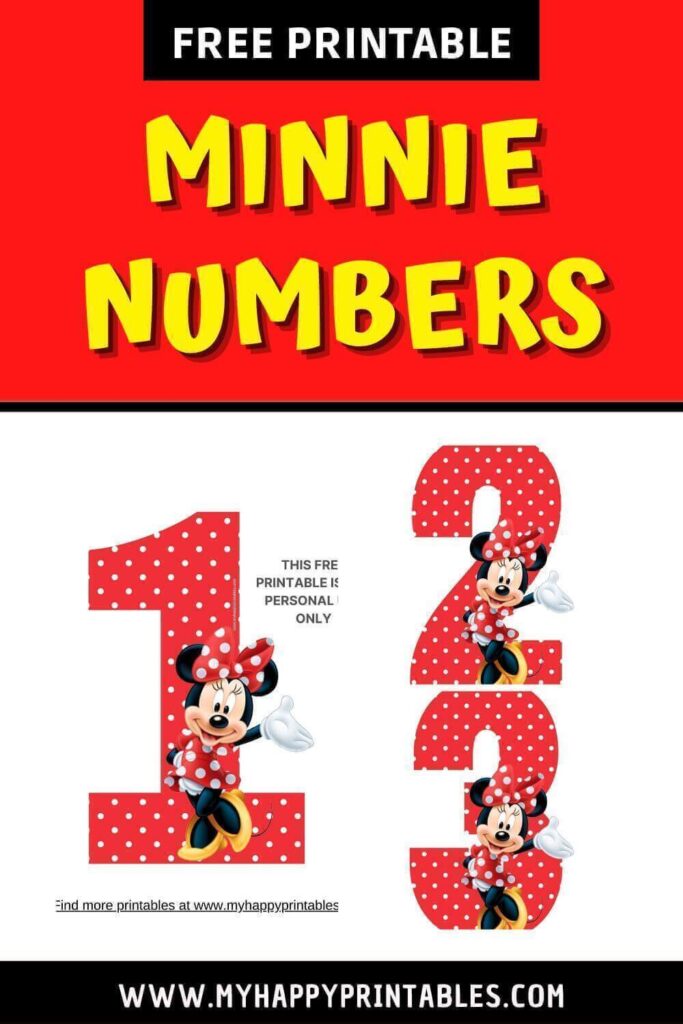 free printable minnie numbers