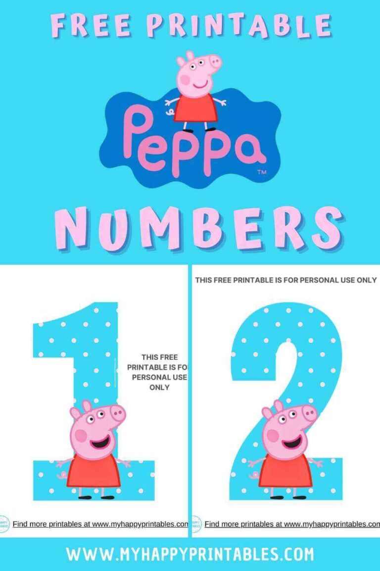 Free printable Peppa pig numbers - My Happy Printables