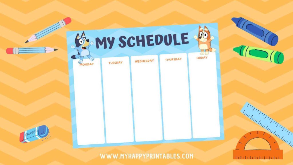 Free Printable Bluey Homeschool Schedule My Happy Printables