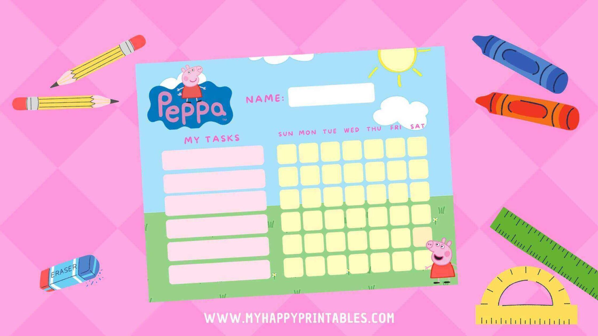 Free printable Peppa Pig Chore Chart - My Happy Printables