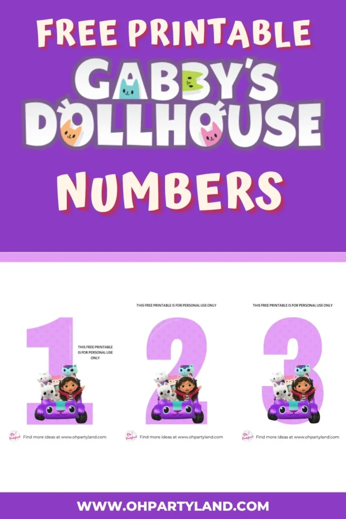 Free printable Gabby's dollhouse numbers
