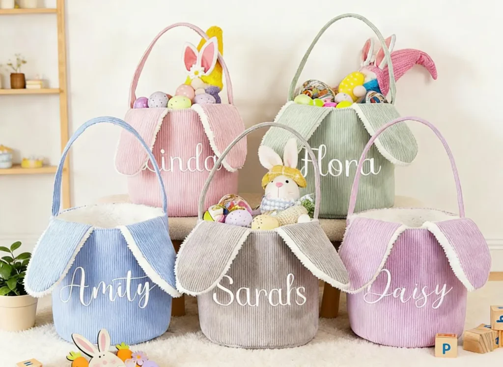 Personalized Corduroy Easter Basket with name