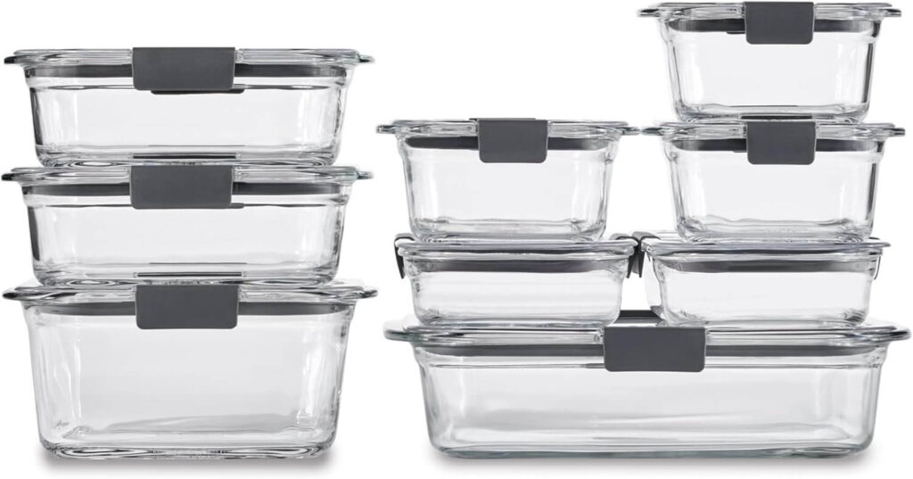 Glass Food Storage Containers, Assorted Sizes, Set of 9