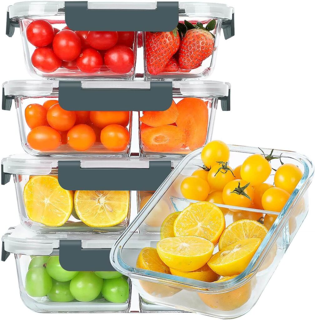 Glass Meal Prep Containers 2 Compartments
