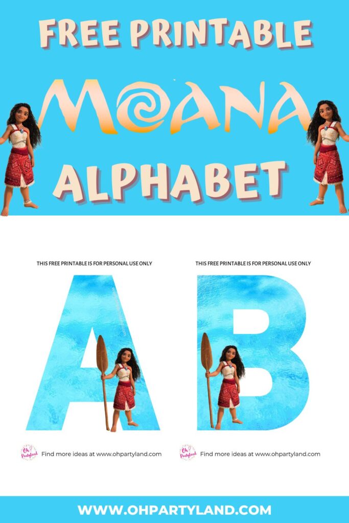 free printable Moana alphabet - party printable