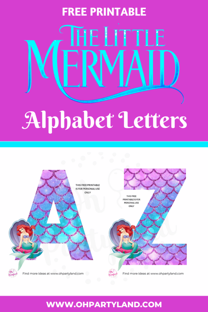free printable little mermaid alphabet