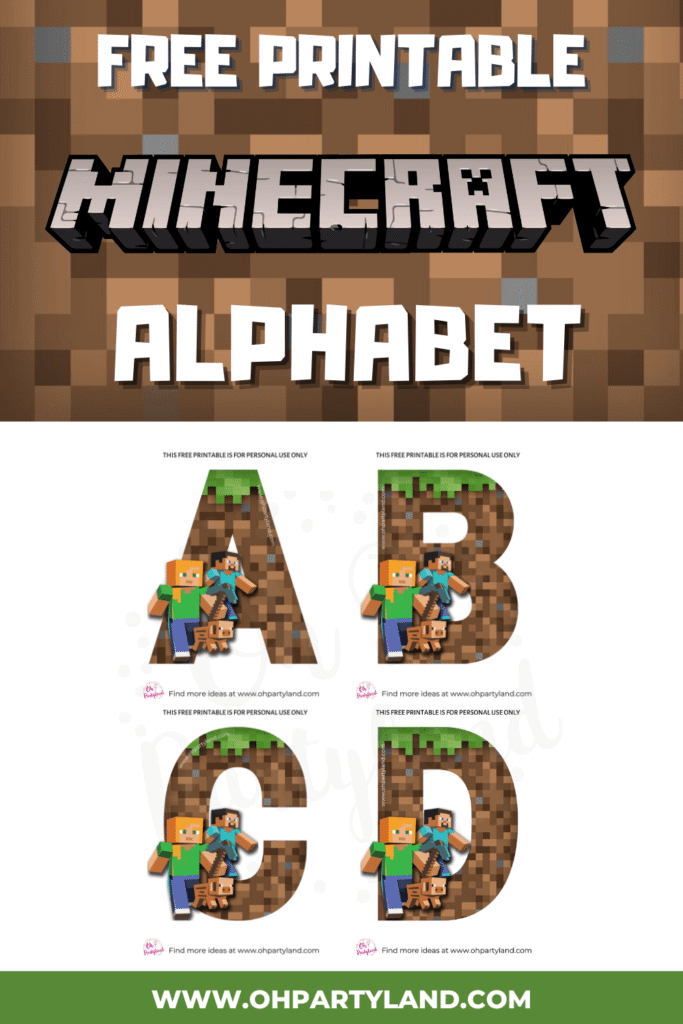 free printable minecraft alphabet letters