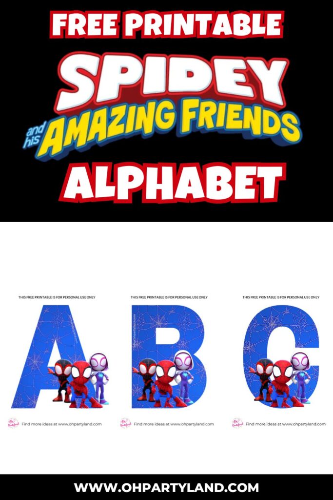 free printable spidey amazing friends alphabet