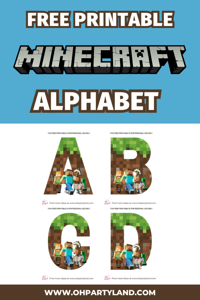 minecraft alphabet - free printable