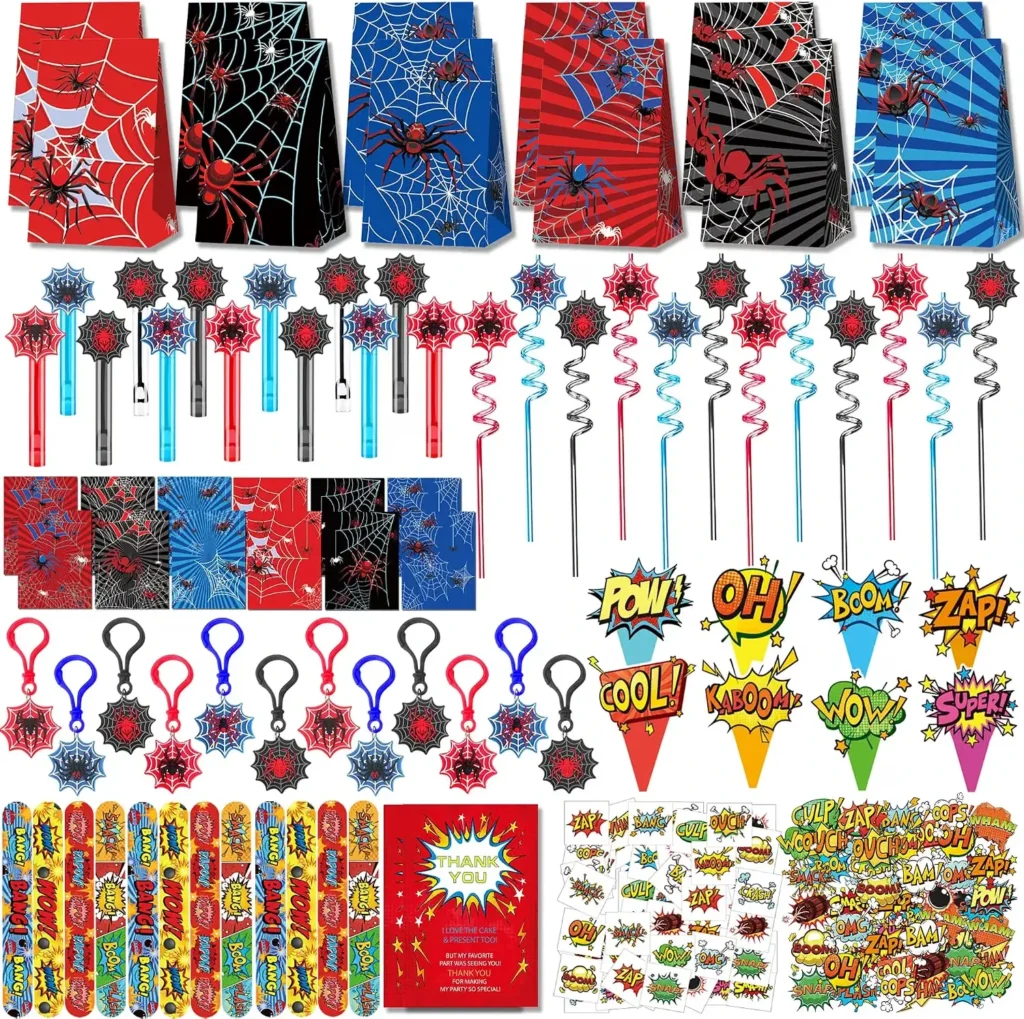 spiderman party favor set